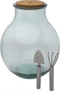 TERRARIO IN VETRO RICICLATO CON SET GIARDINAGGIO